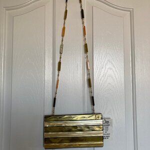Authentic St. John Yellow Brown Lucite Shoulder Purse 8.75" x 4.75"- NWT-Italy